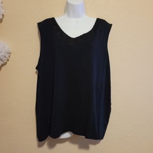 Liz&Me black sleeveless tank top with lace collar